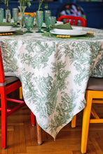 Load image into Gallery viewer, Emerald Toile Tablecloth