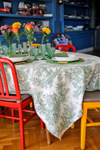 Load image into Gallery viewer, Emerald Toile Tablecloth