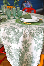 Load image into Gallery viewer, Emerald Toile Tablecloth