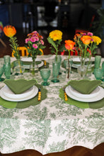 Load image into Gallery viewer, Emerald Toile Tablecloth