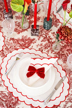 Load image into Gallery viewer, Lilly Red Scallop Placemat + Napkin