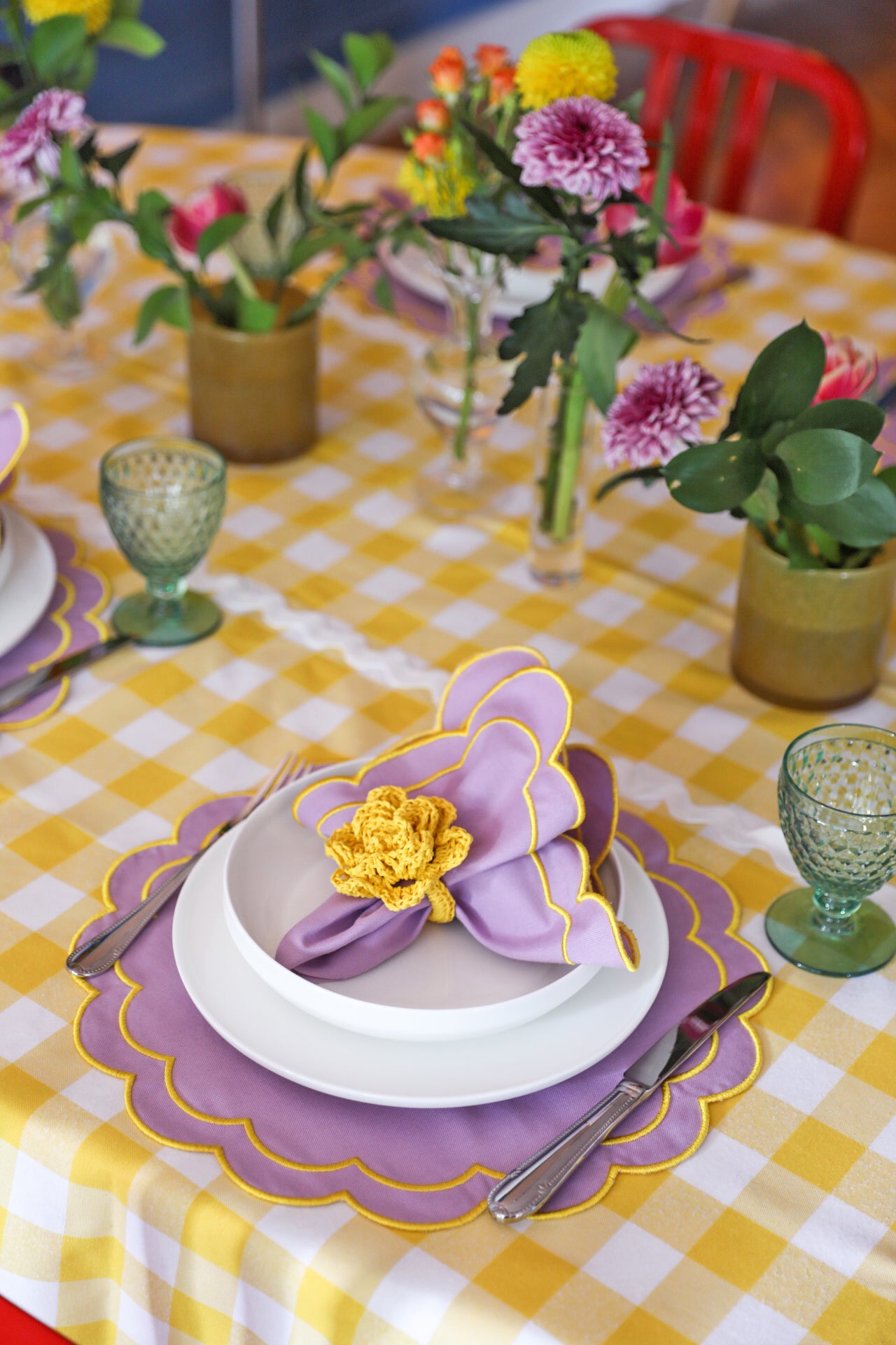 Lilac Scallop Amerikan Servisi + Peçete