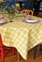 Load image into Gallery viewer, Lemon Gingham Tablecloth
