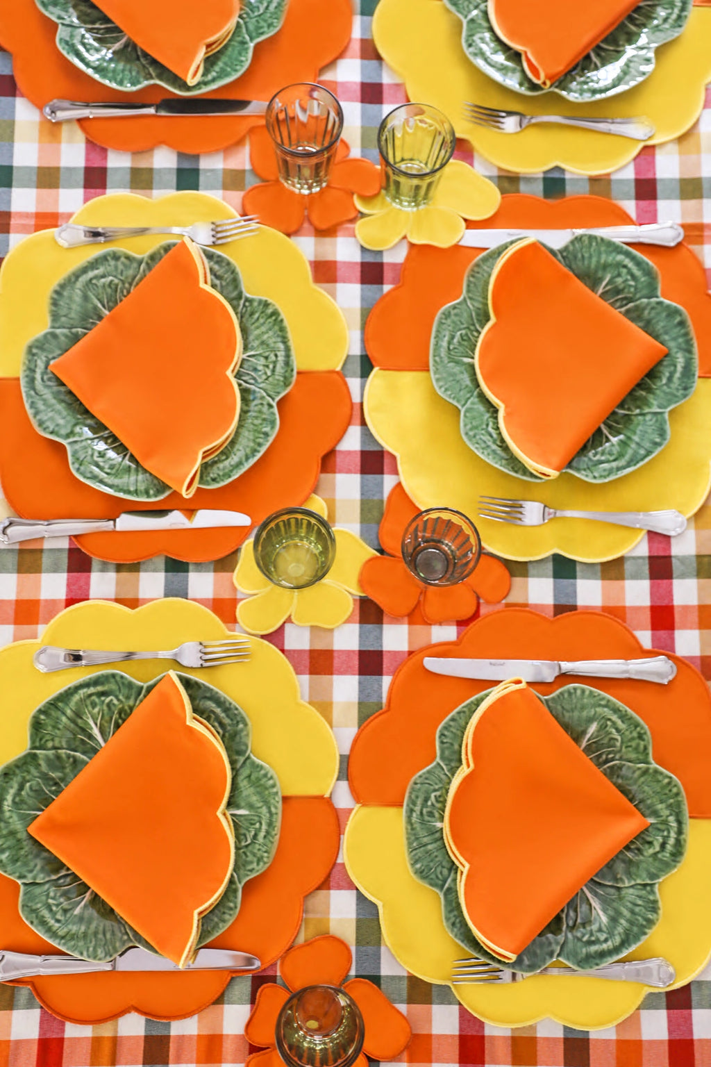 Bicolor Orange&Yellow Scallop Amerikan Servisi + Peçete