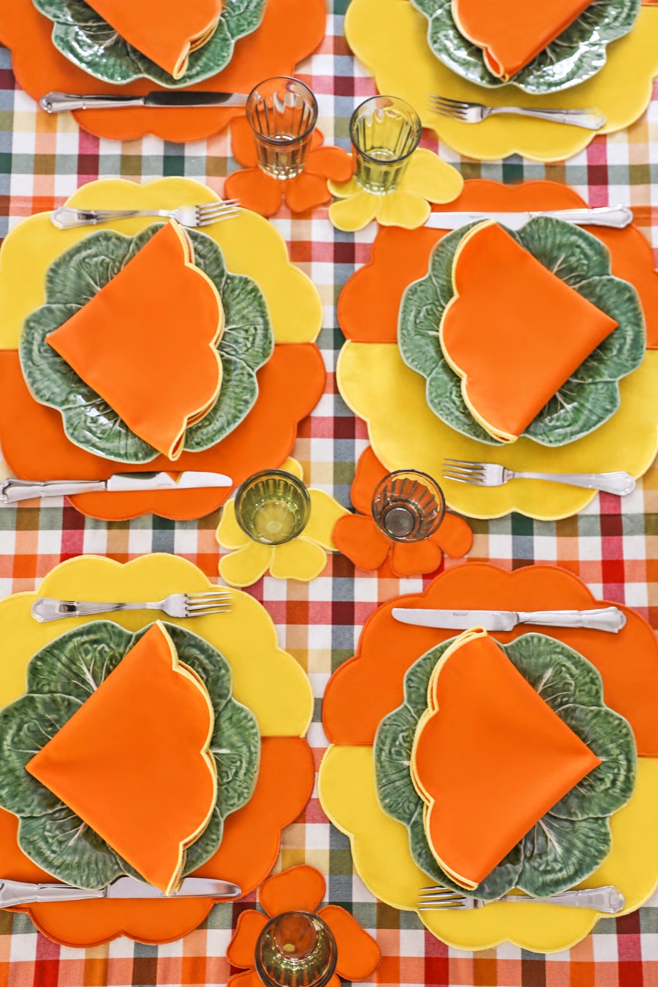 Bicolor Orange&Yellow Scallop Amerikan Servisi + Peçete