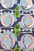 Bicolor Blue Scallop Amerikan Servisi + Peçete