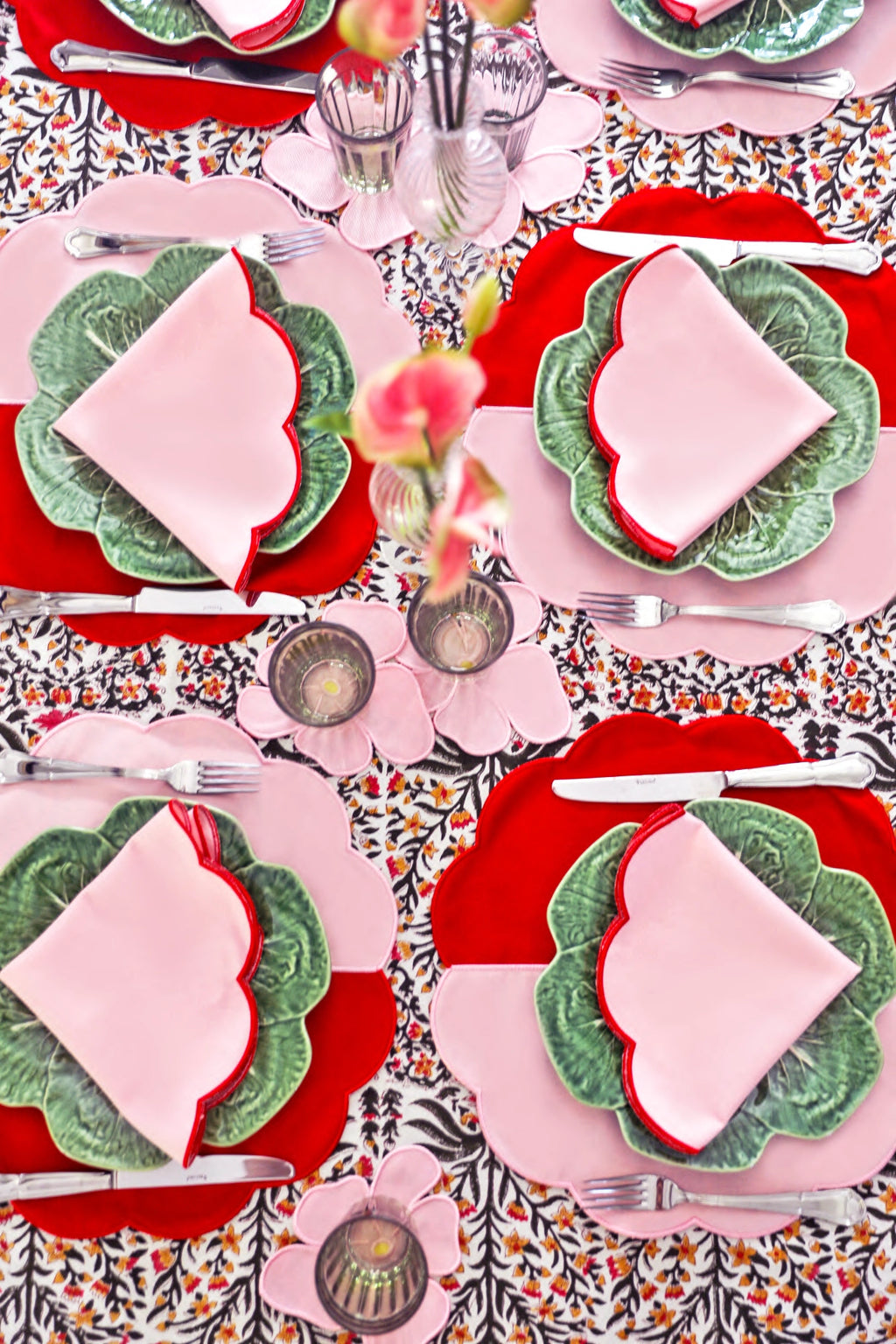 Bicolor Rose&Red Scallop Placemat (Set of 2)