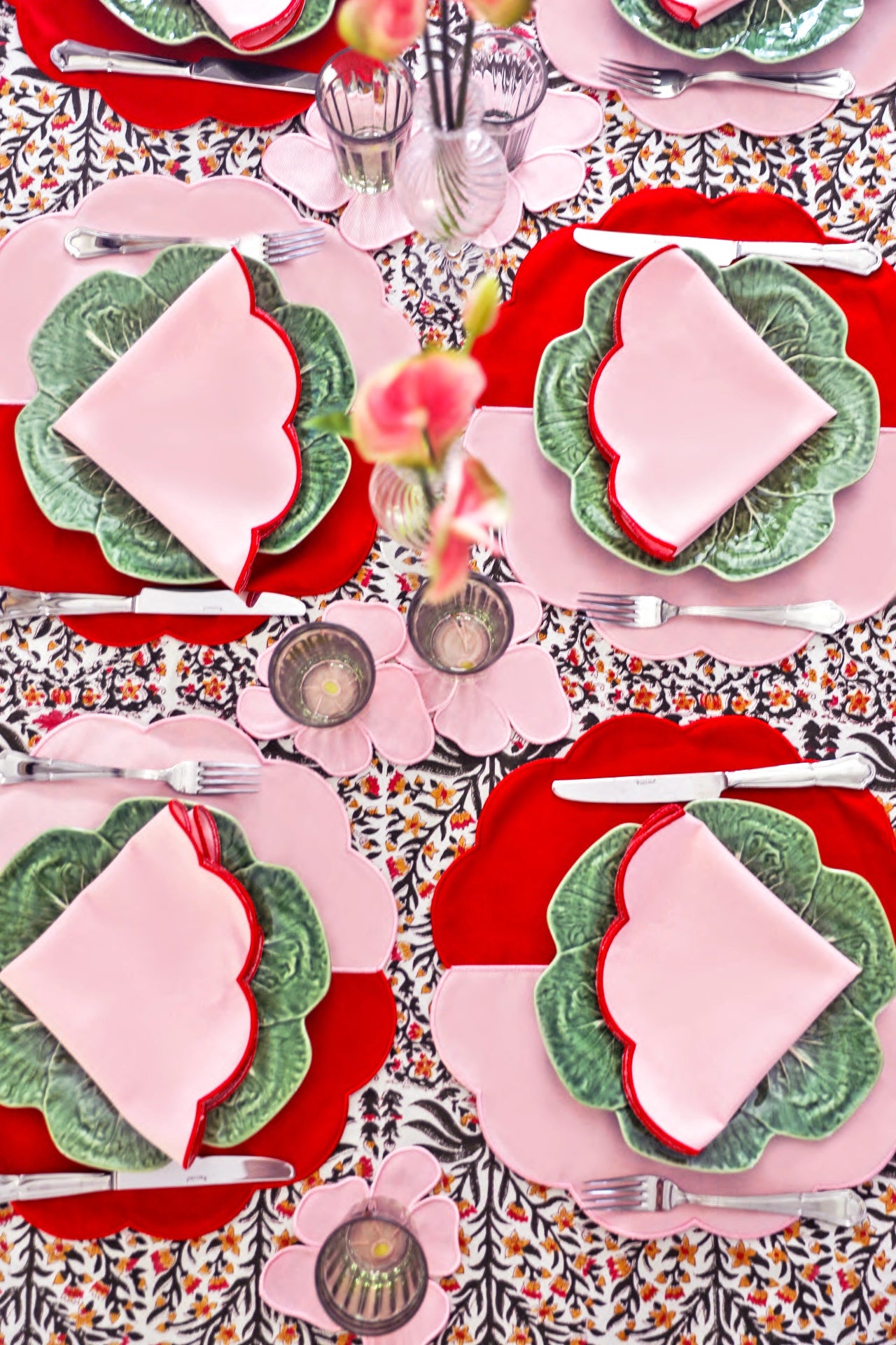 Bicolor Rose&Red Scallop Placemat (Set of 2)