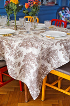 Chestnut Toile Tablecloth