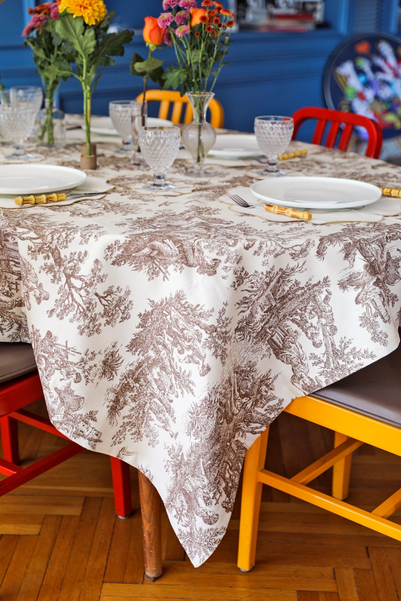 Chestnut Toile Tablecloth