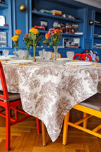 Chestnut Toile Tablecloth