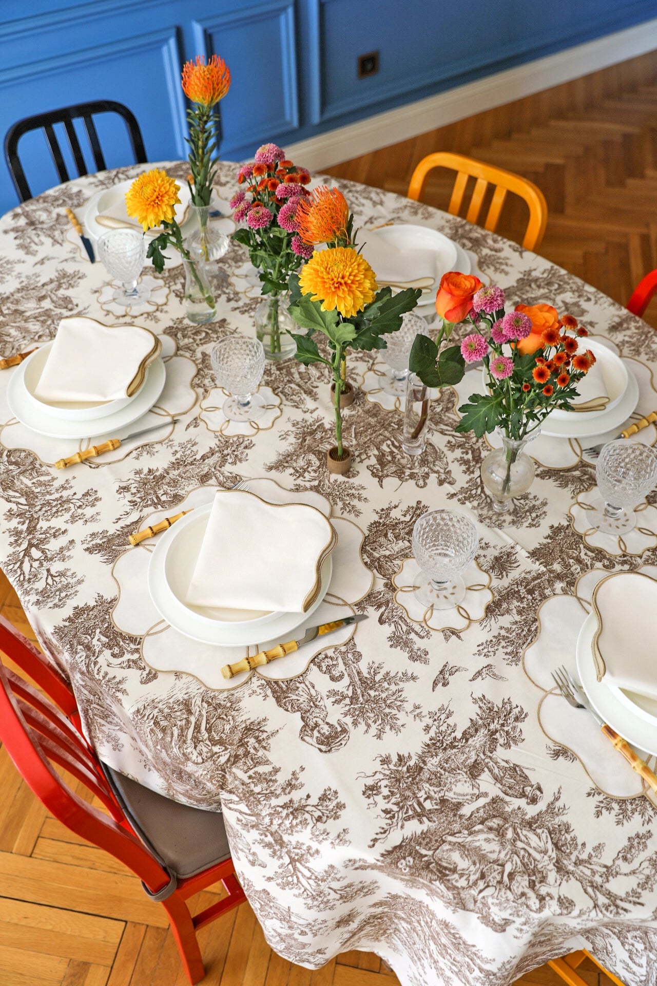Chestnut Toile Tablecloth