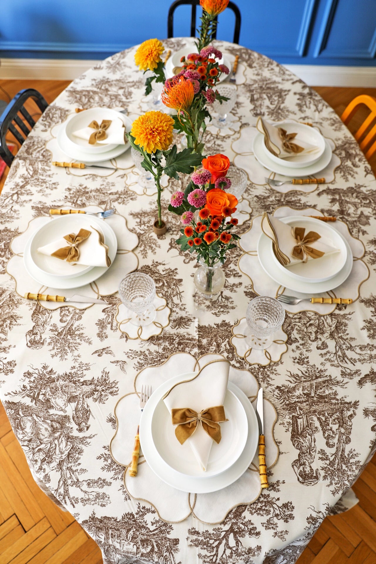 Chestnut Toile Tablecloth