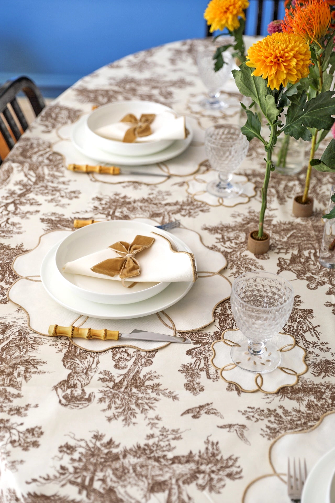 Chestnut Toile Tablecloth