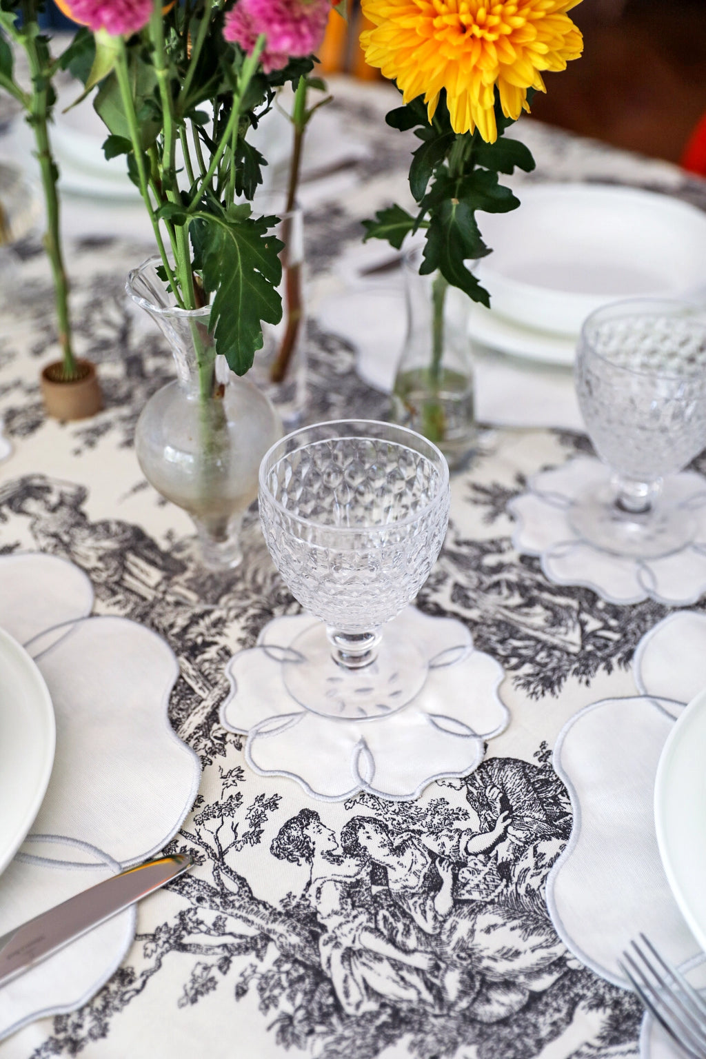 Silver Camellia Cocktail Napkin (Set of 4)