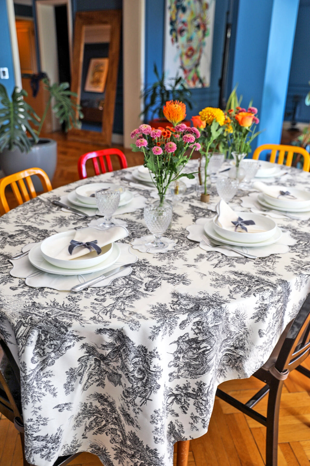 Ebony Toile Tablecloth