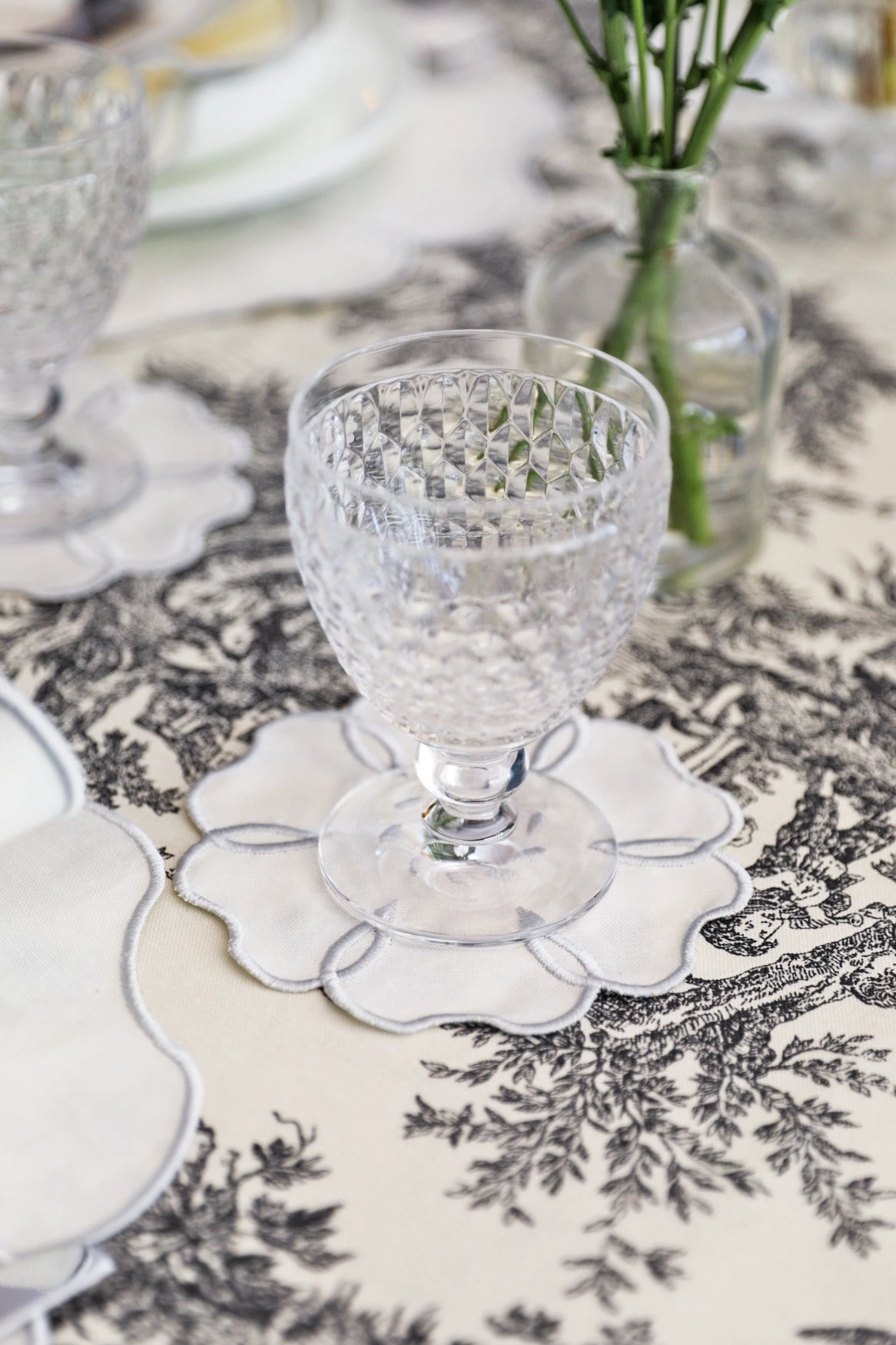 Silver Camellia Cocktail Napkin (Set of 4)