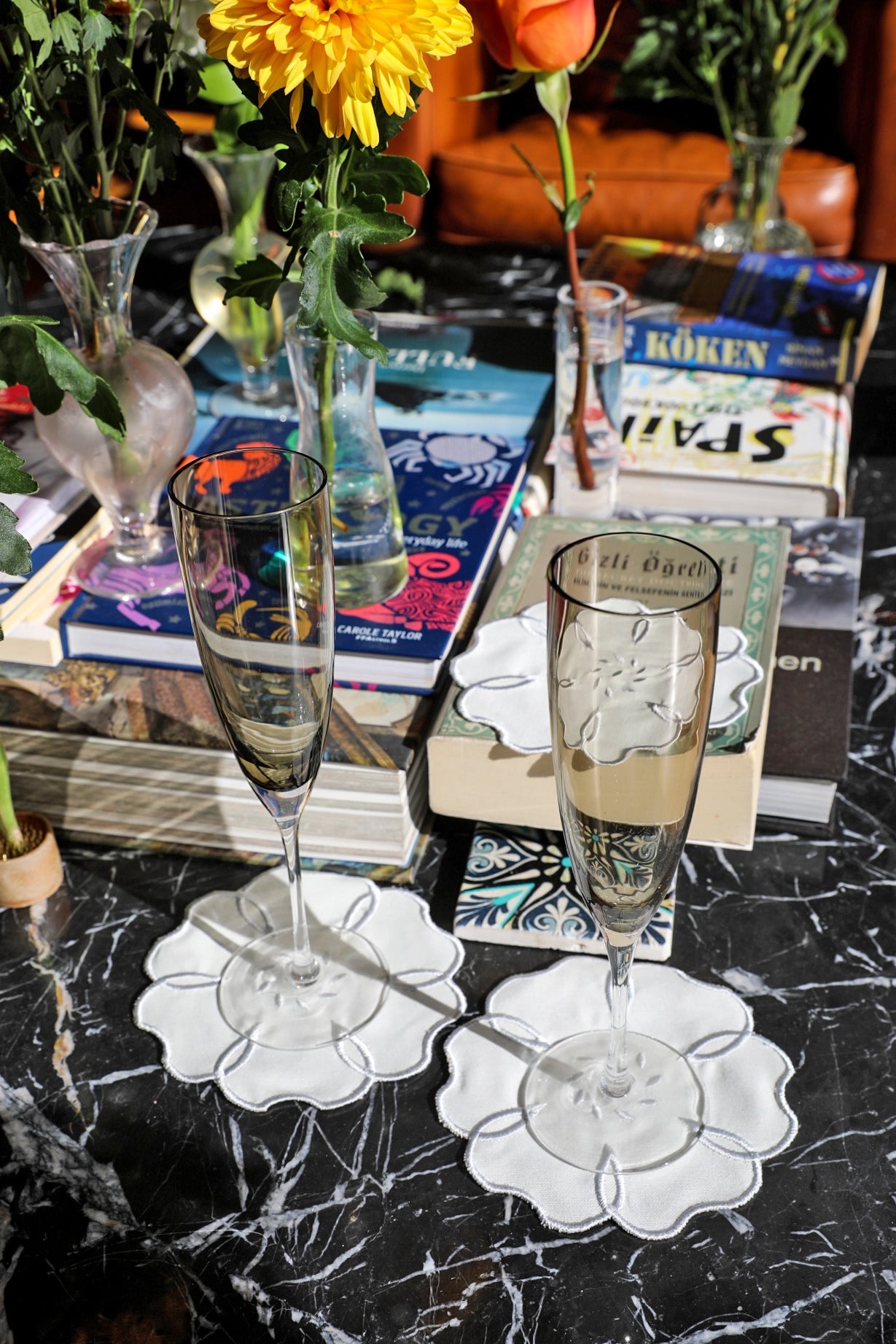 Silver Camellia Cocktail Napkin (Set of 4)