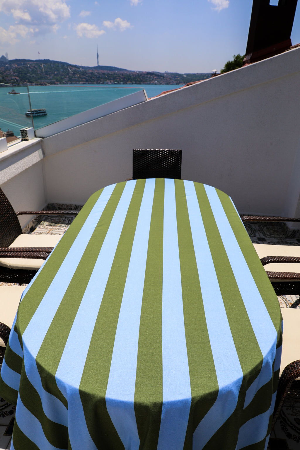 Olive & Blue Stripes