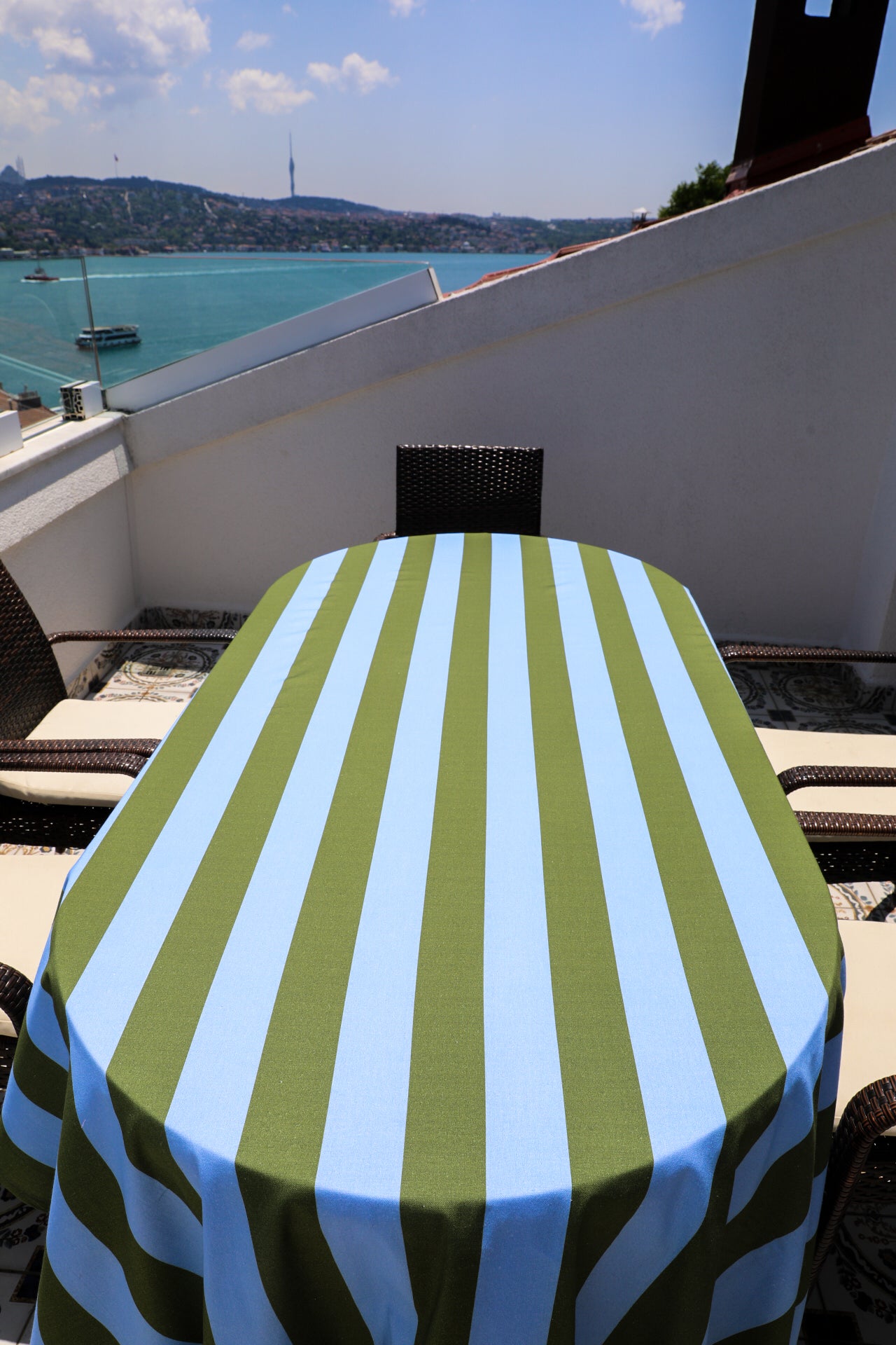 Olive & Blue Stripes