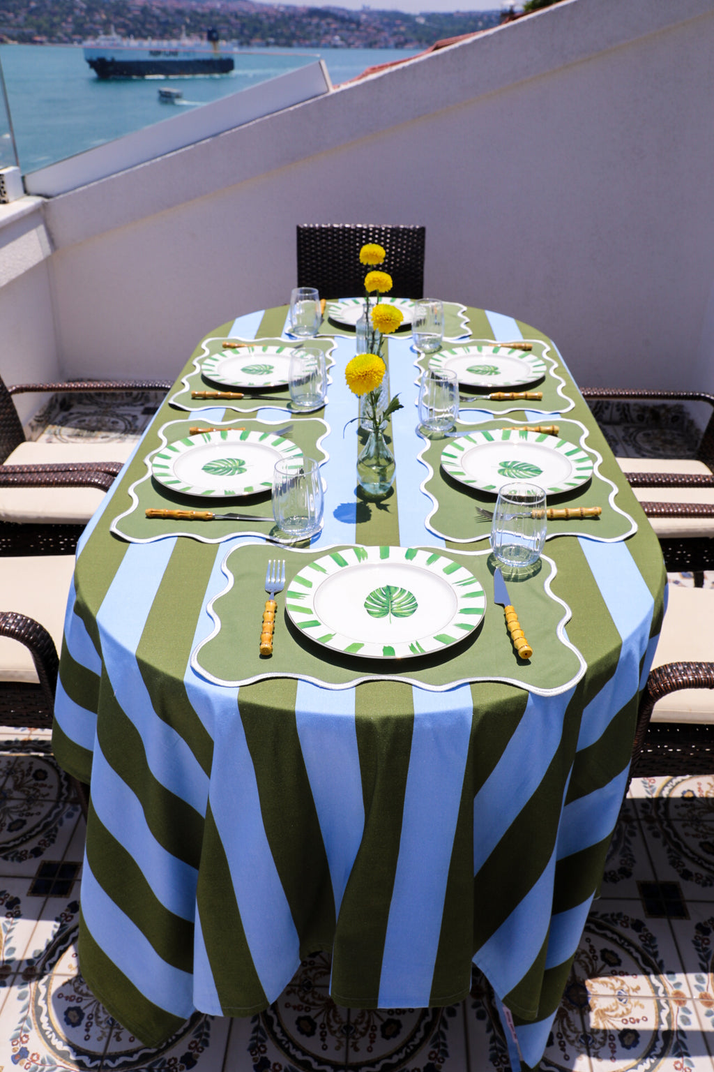Olive & Blue Stripes