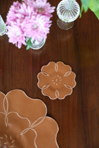 Leather Camellia 4'lü Bardak Altlığı