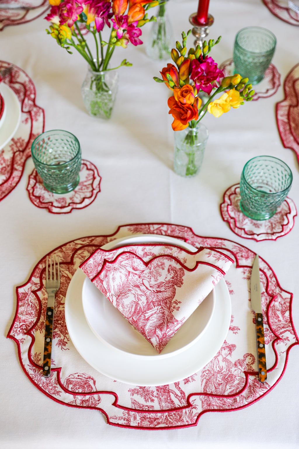 Crimson Toile 4'lü Bardak Altlığı