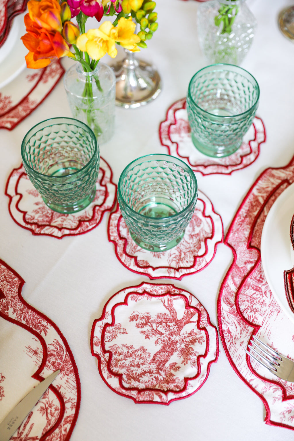 Crimson Toile 4'lü Bardak Altlığı