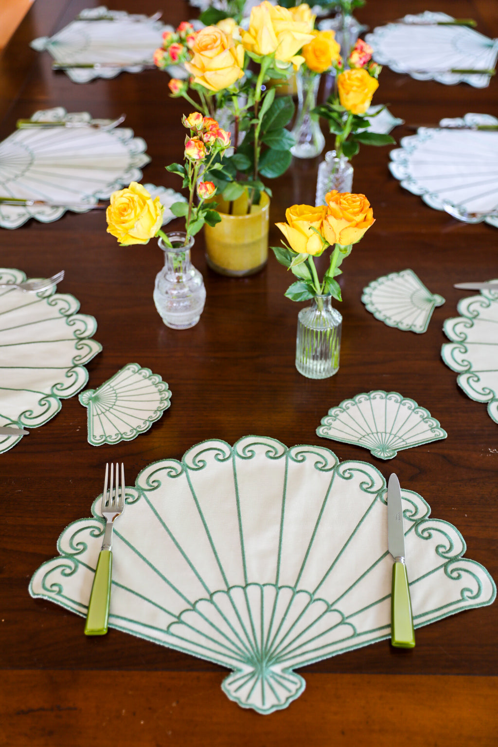 Gold Camellia Placemat + Coaster (Set of 4)