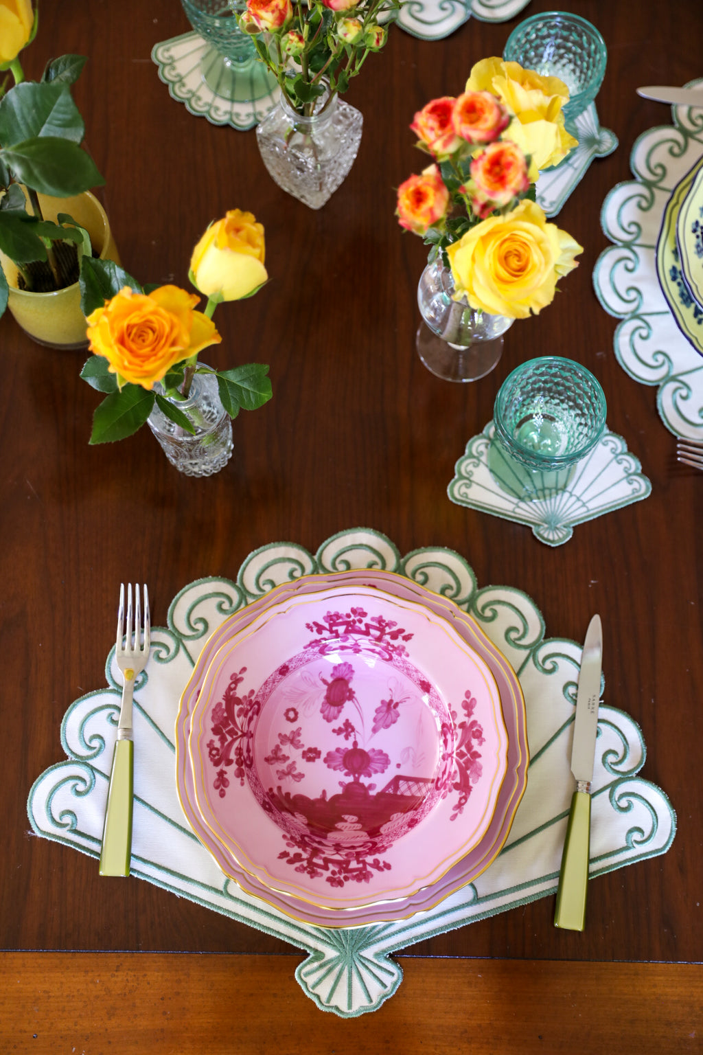 Gold Camellia Placemat + Coaster (Set of 4)