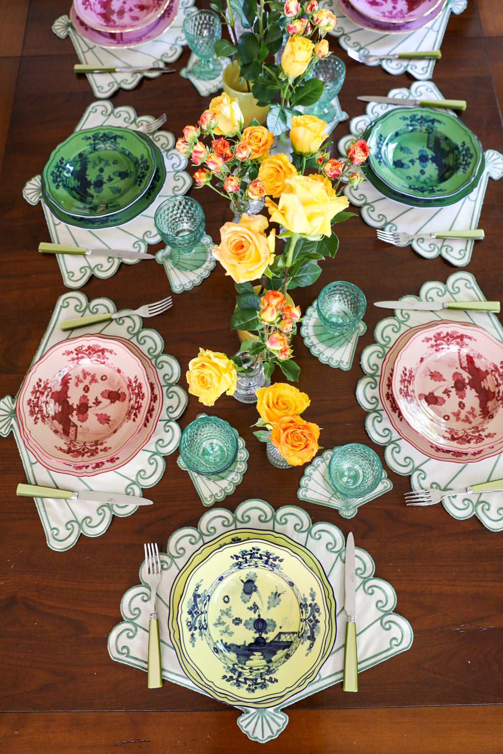 Gold Camellia Placemat + Coaster (Set of 4)