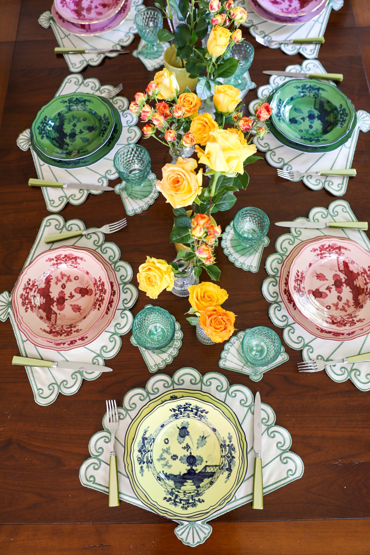 Gold Camellia Placemat + Coaster (Set of 4)