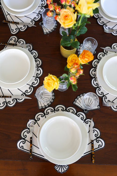 Gold Camellia Placemat + Coaster (Set of 4)