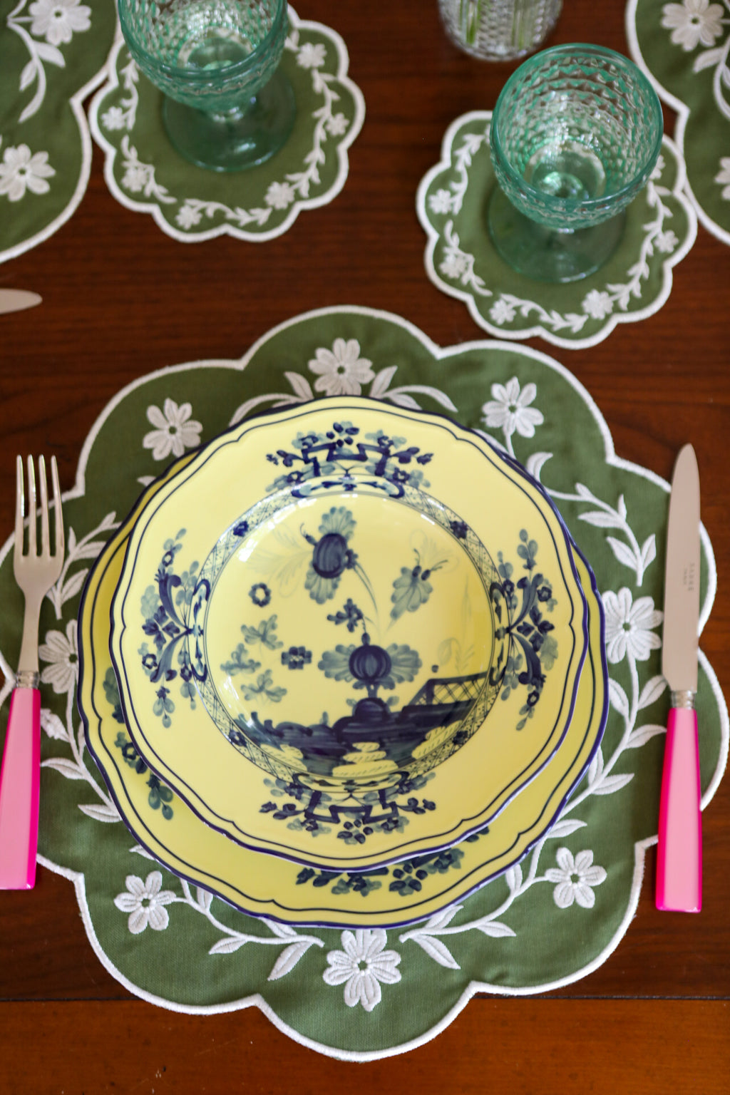 Gold Camellia Placemat + Coaster (Set of 4)
