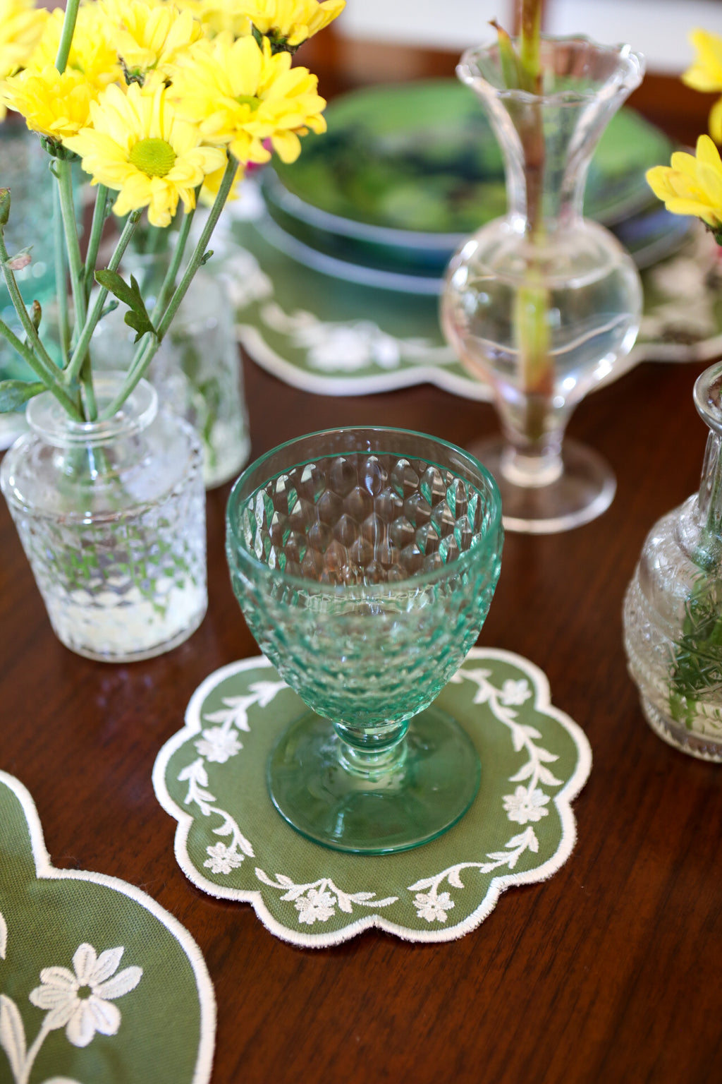 Gold Camellia Placemat + Coaster (Set of 4)