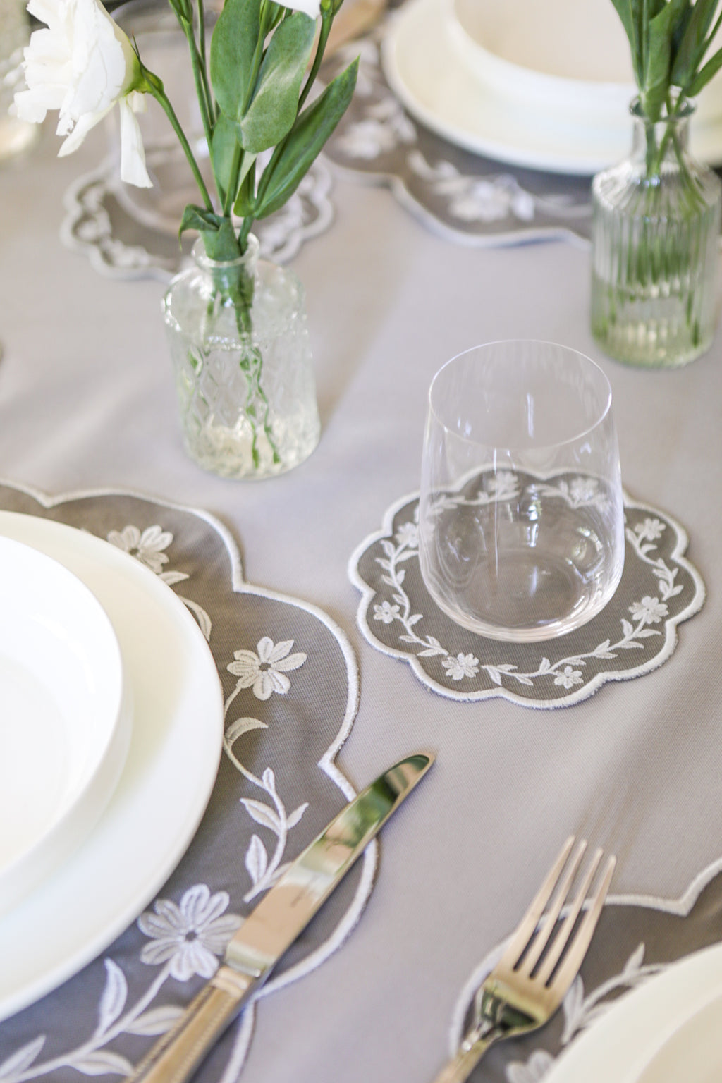 Gold Camellia Placemat + Coaster (Set of 4)