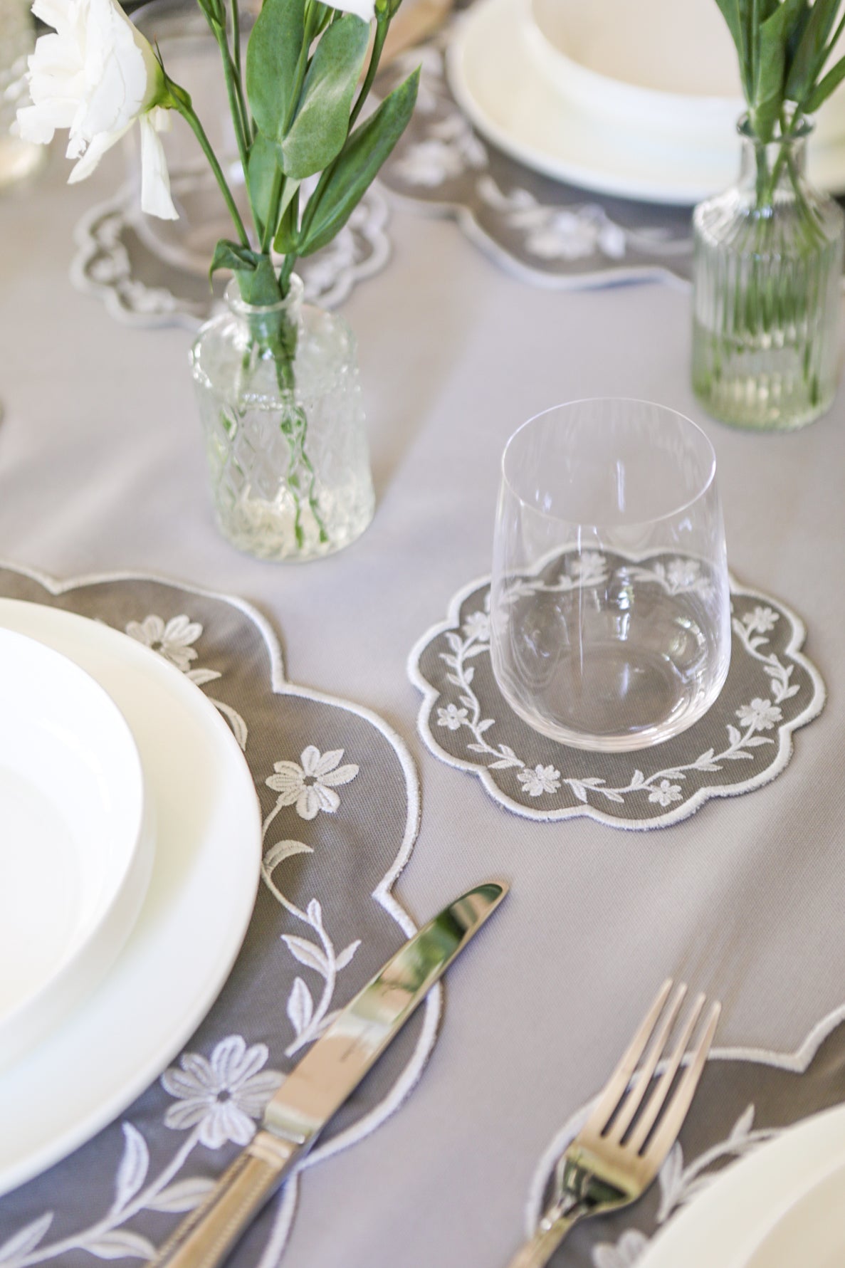 Gold Camellia Placemat + Coaster (Set of 4)