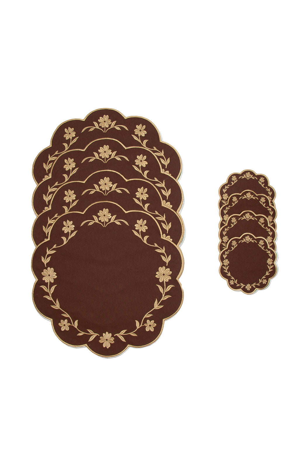 Gold Camellia Placemat + Coaster (Set of 4)