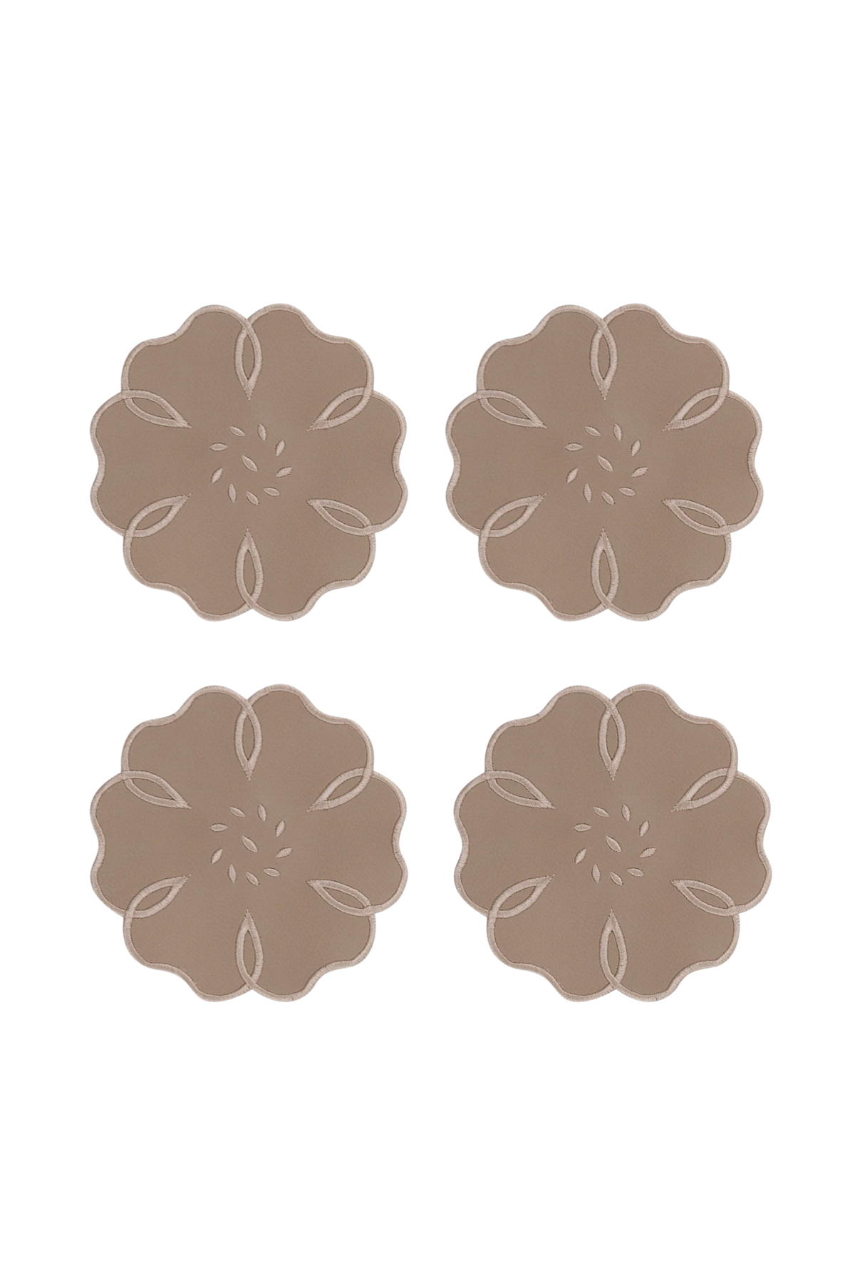 Leather Camellia 4'lü Bardak Altlığı