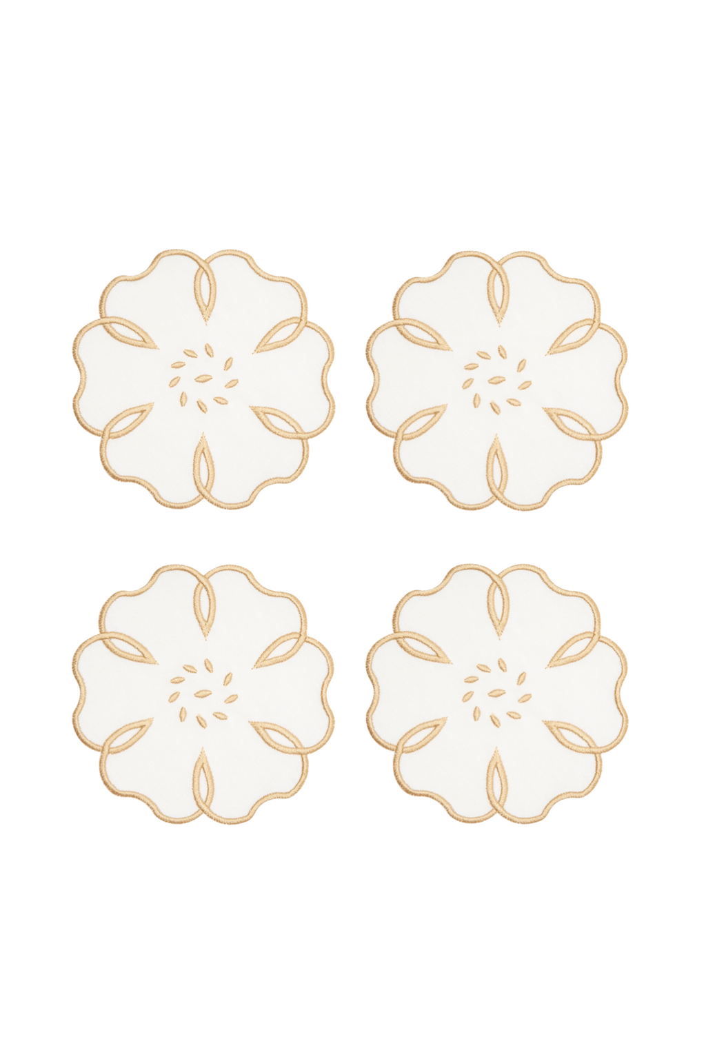 Gold Camellia 4'lü Bardak Altlığı