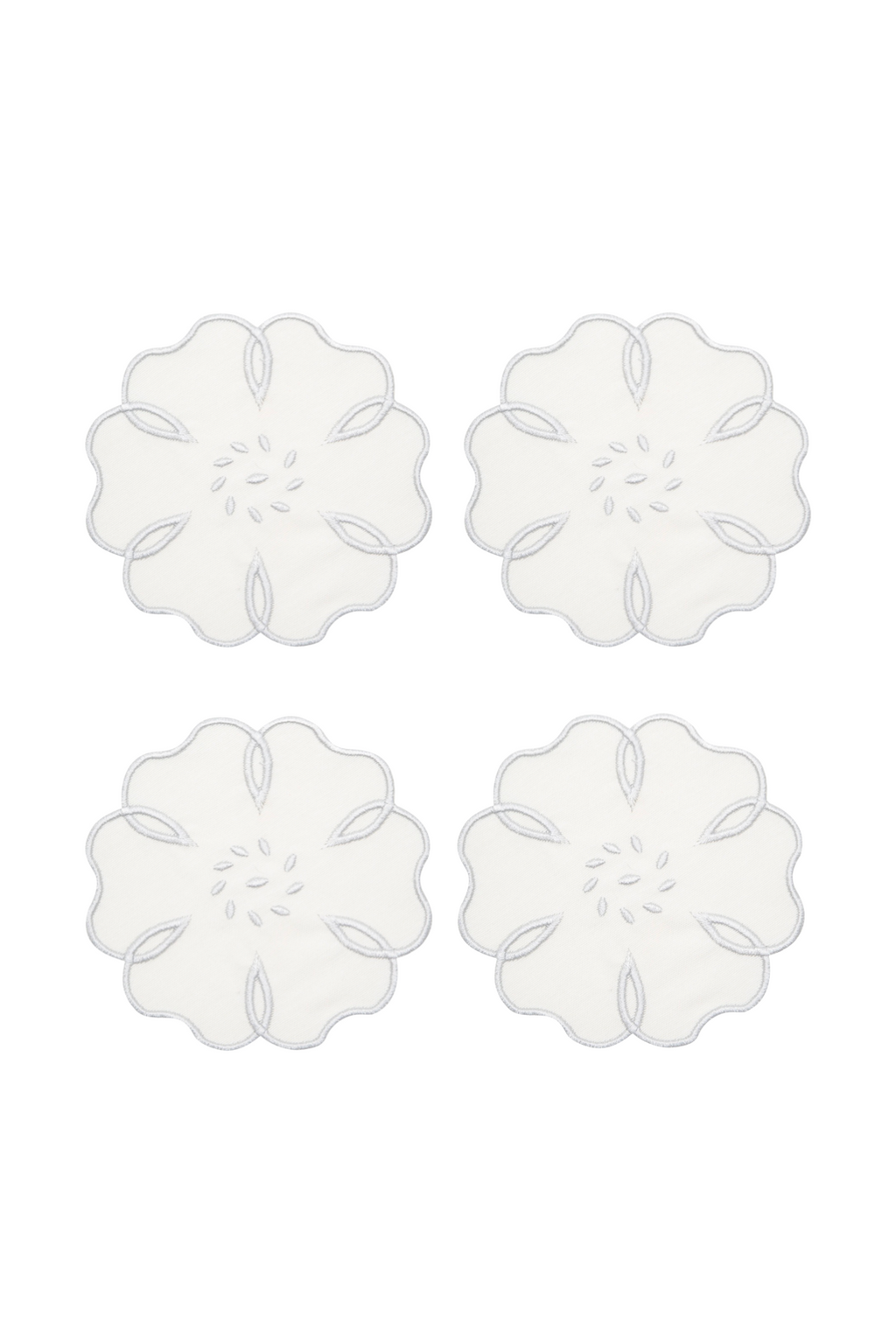 Silver Camellia Cocktail Napkin (Set of 4)