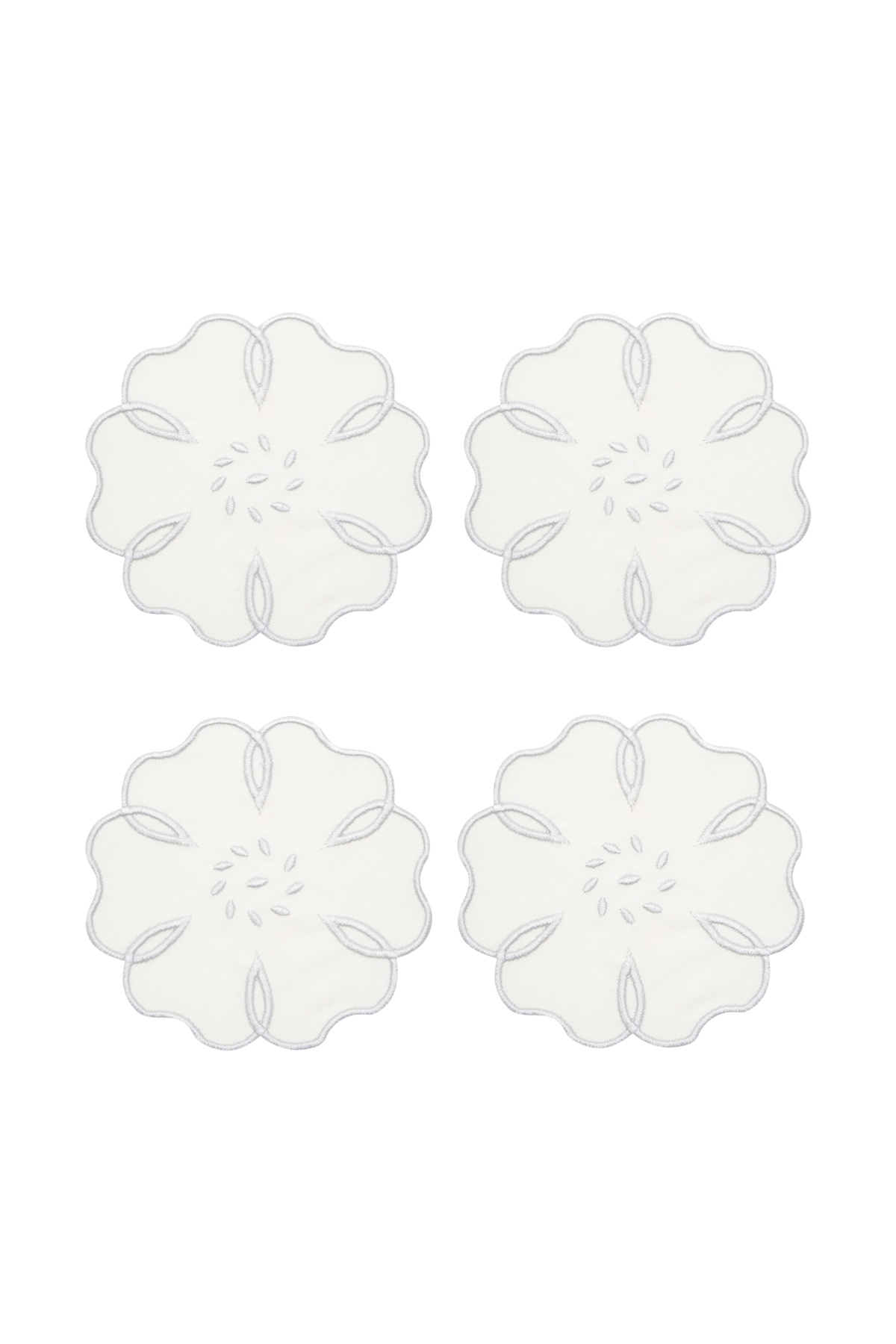 Silver Camellia Cocktail Napkin (Set of 4)