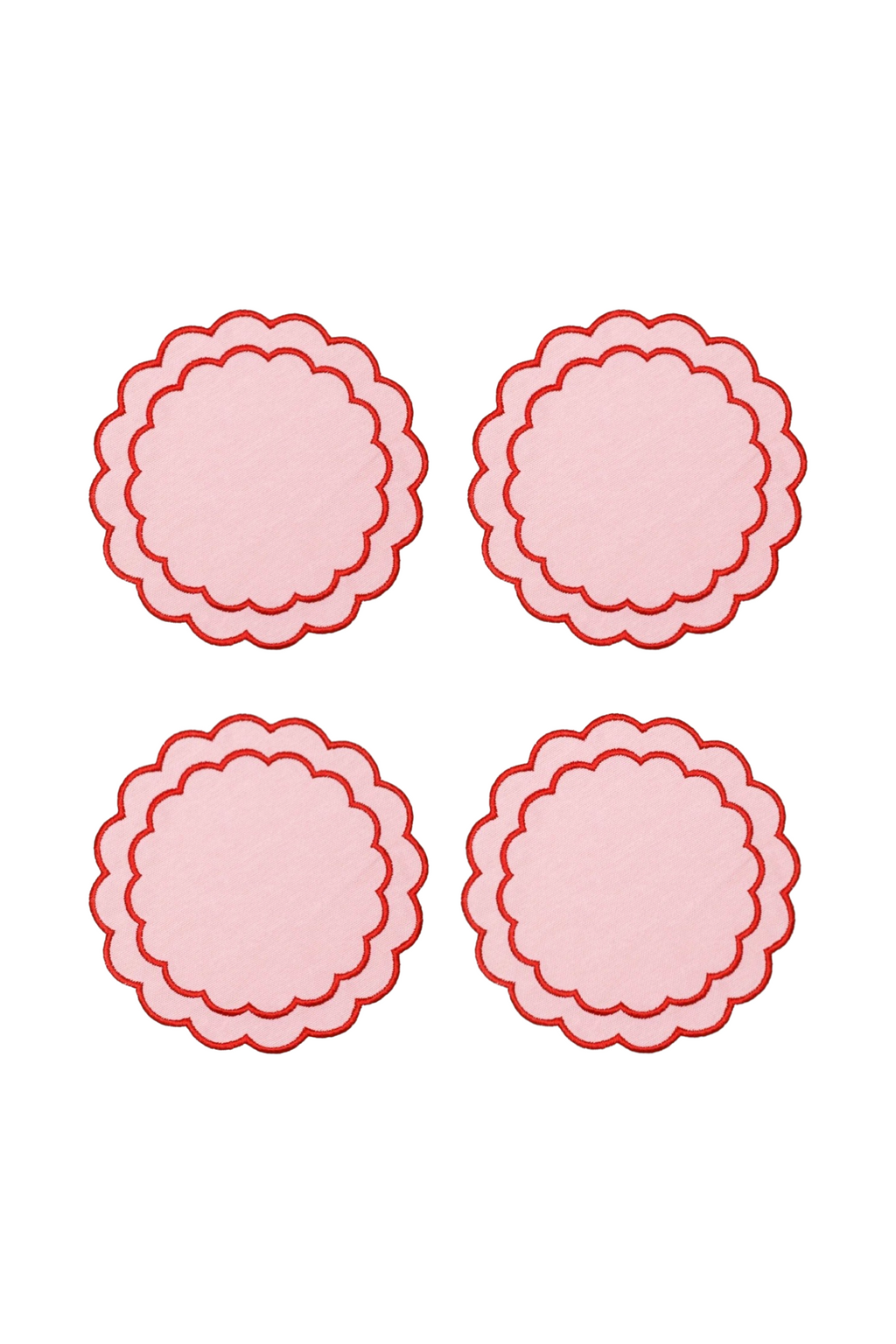 Rose&Red Scallop Cocktail Napkin (Set of 4)