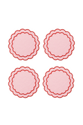 Rose&Red Scallop Cocktail Napkin (Set of 4)