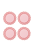 Rose&Red Scallop Cocktail Napkin (Set of 4)