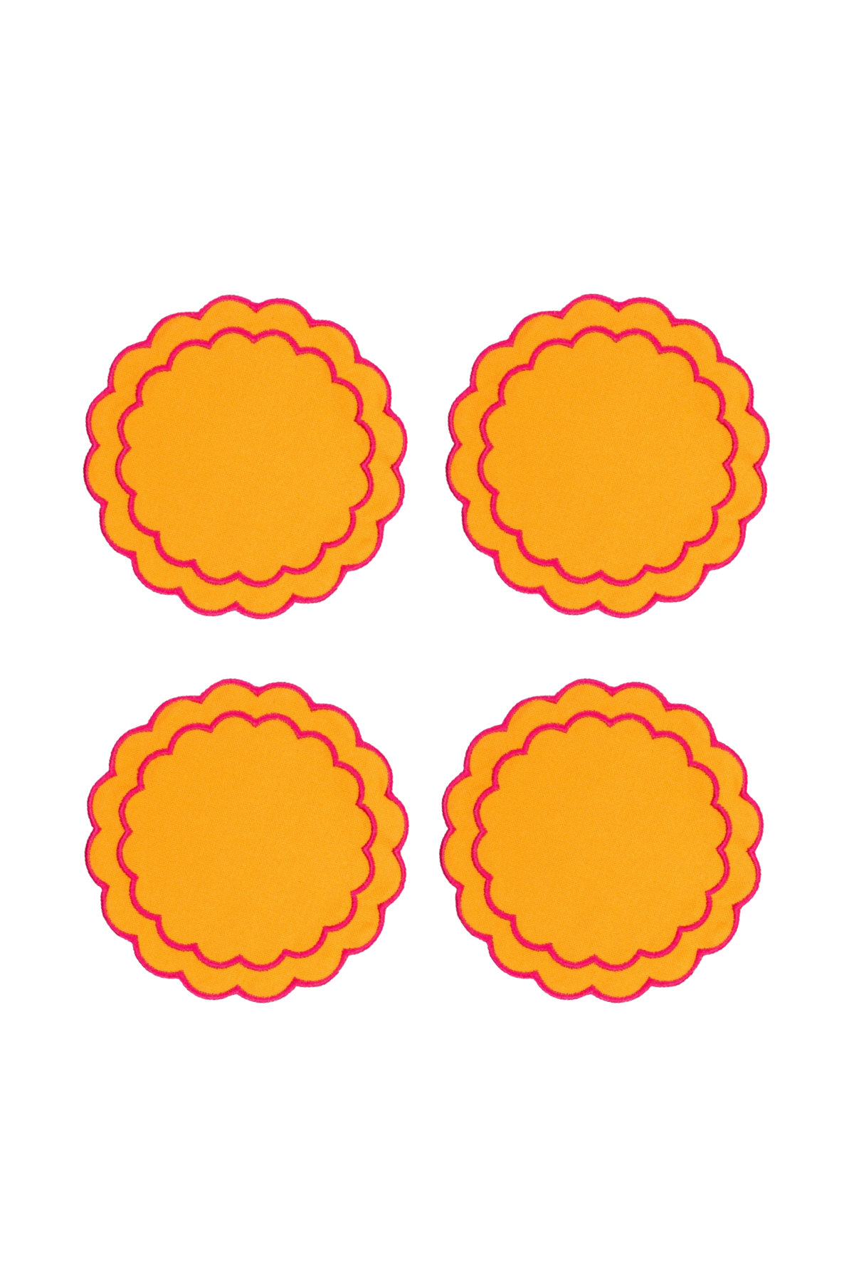 Orange Scallop Cocktail Napkin (Set of 4)