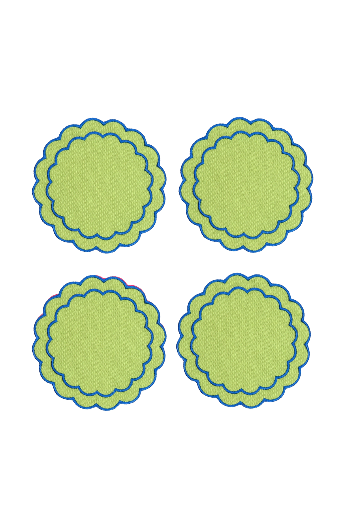 Green Scallop Cocktail Napkin (Set of 4)