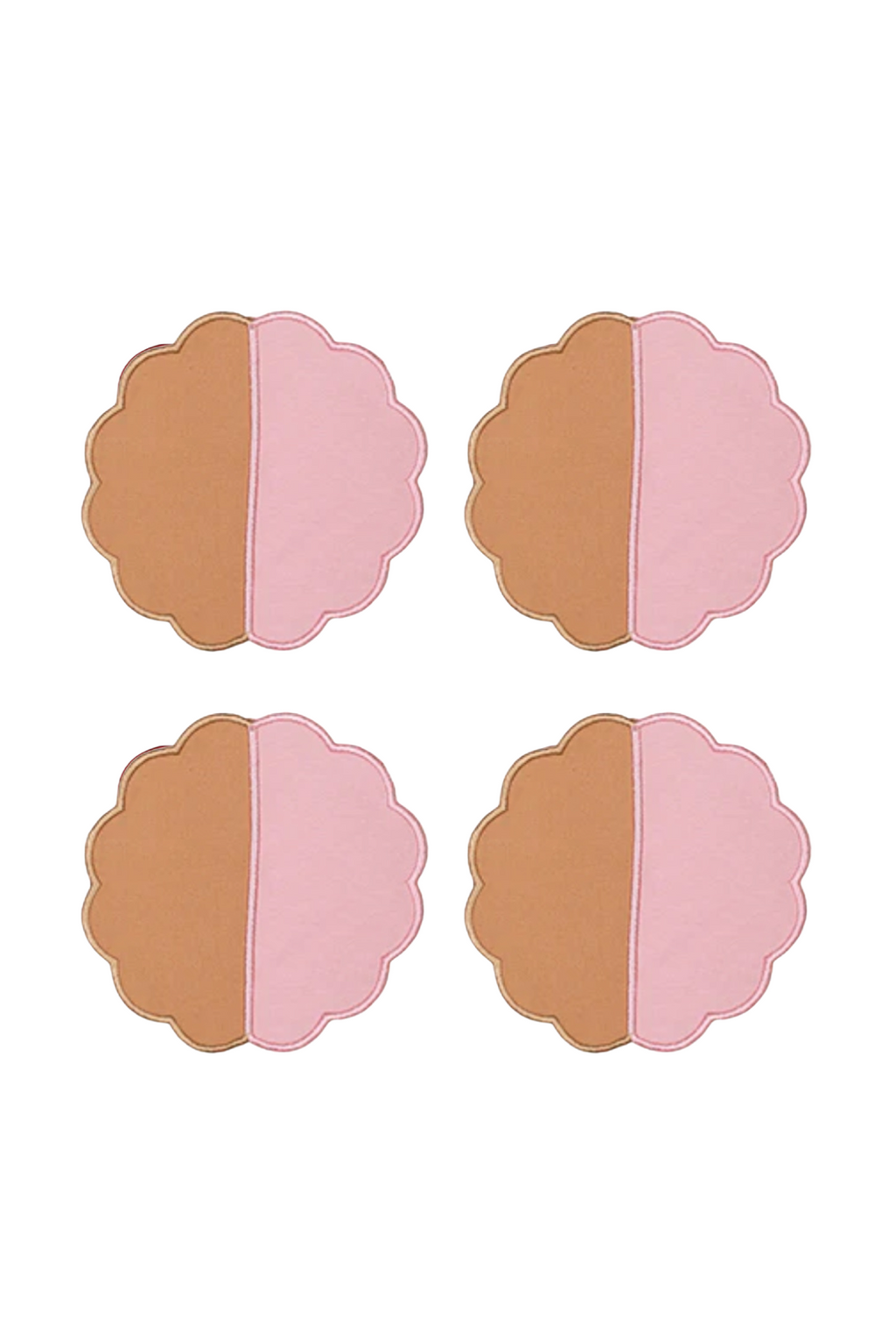 Bicolor Beige-Rose Scallop Cocktail Napkin (Set of 4)