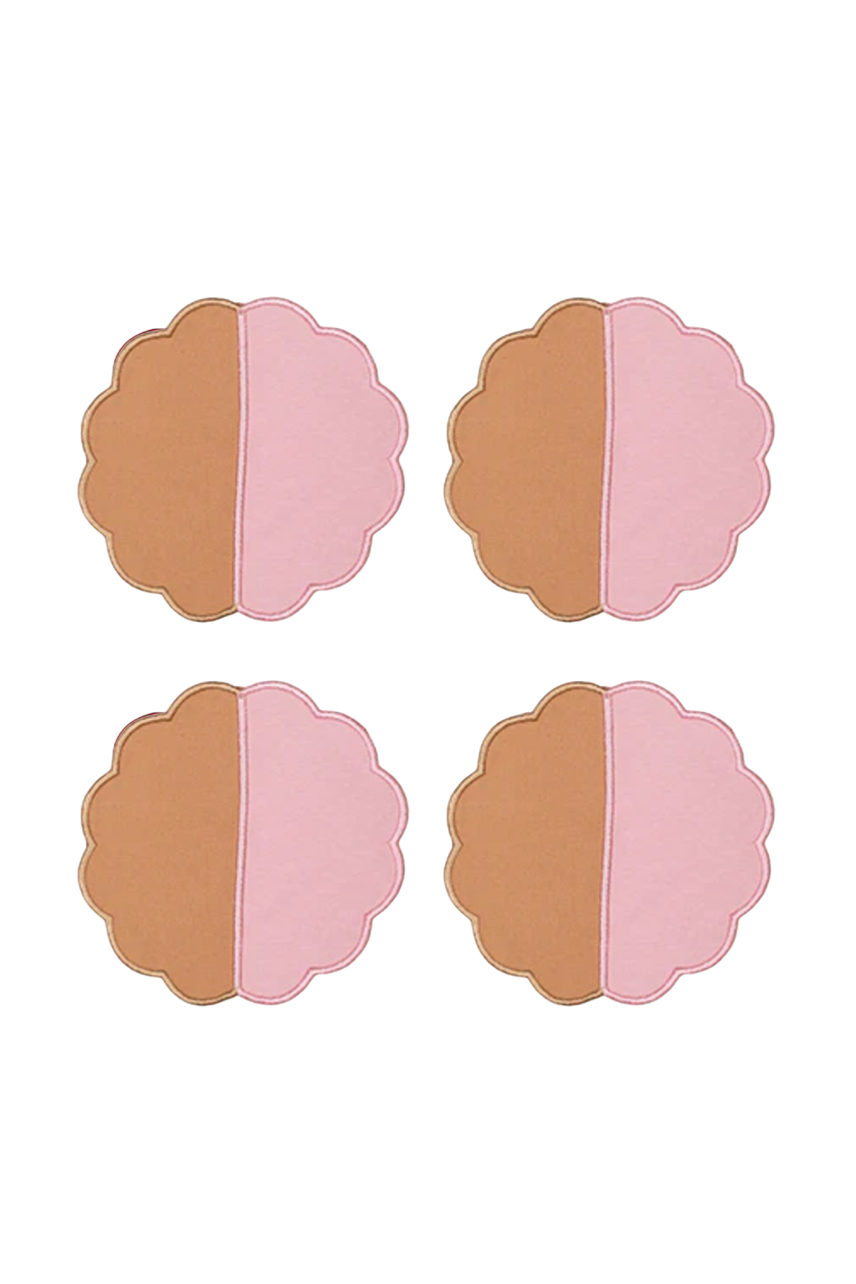 Bicolor Beige-Rose Scallop Cocktail Napkin (Set of 4)
