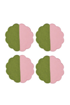 Bicolor Green&Rose Scallop 4’lü Bardak Altlığı